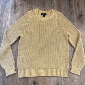 Lands' End Drifter Heavyweight Crew Neck Sweater Cotton Gold Yellow Men's Size M